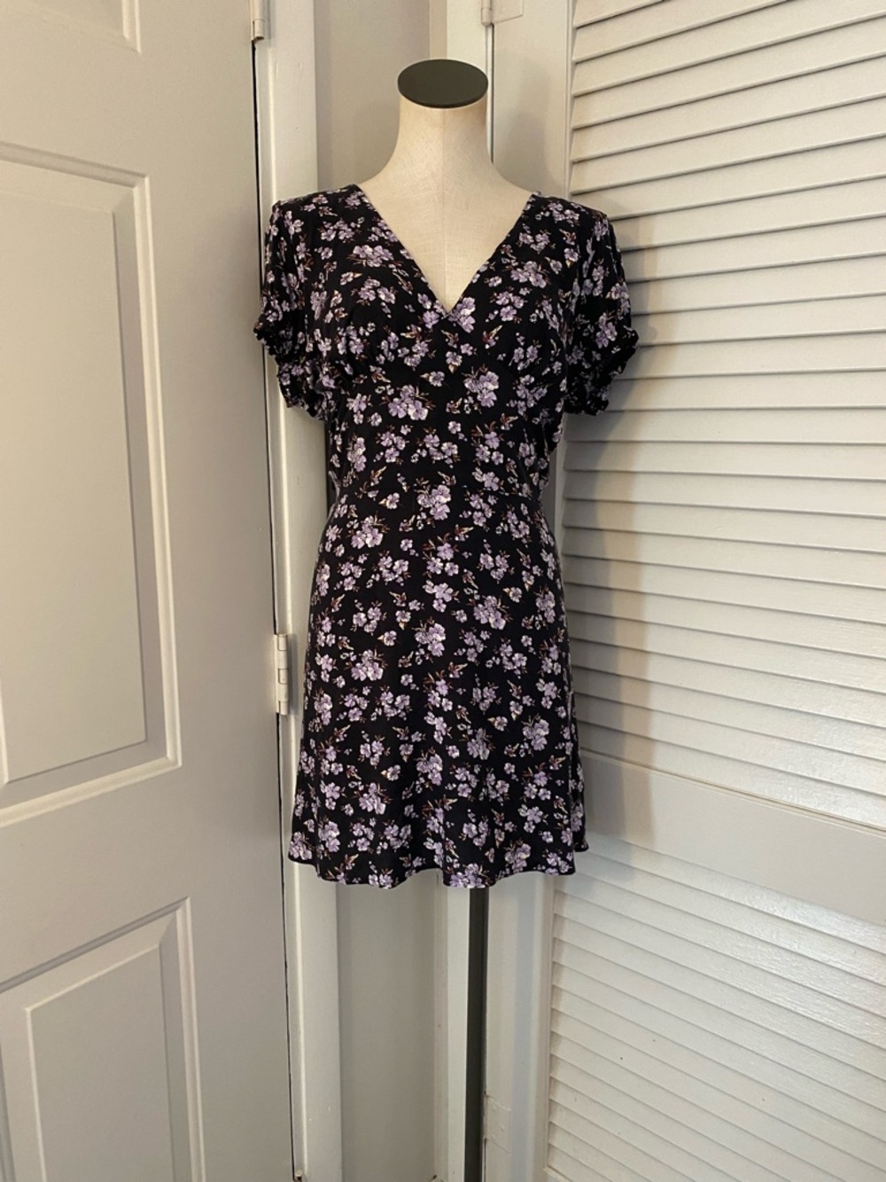 RSQ Black Mini Dress with Lilac Floral Print- Size XL